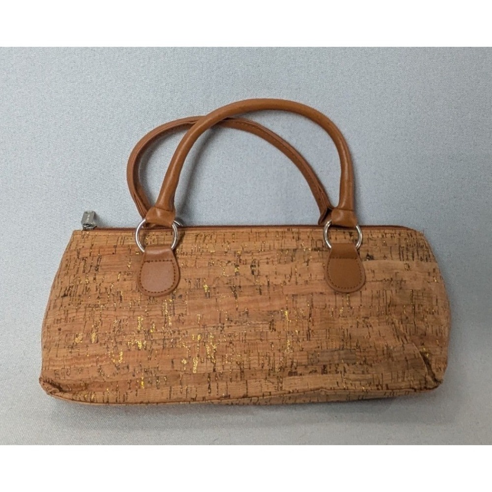 Cork Handbag Women Small Tan Gold Excellent Thermal Insulated Tote